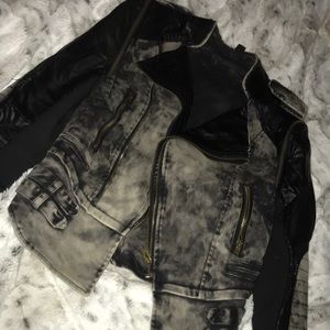 Acid wash leather jacket / vest
